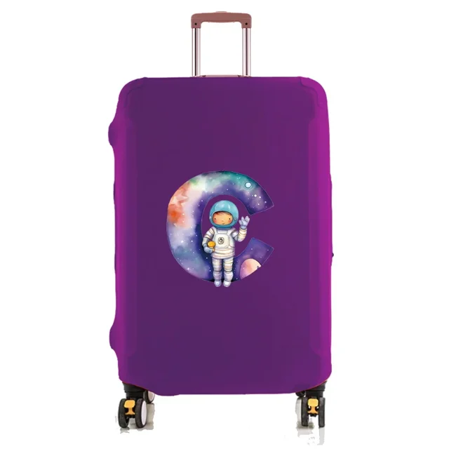Travel Luggage Cover Baggage Suitcase Protector Washable Reusable Dustproof Scratch-proof Suitcase Cover Astronaut Print Pattern 8astronaut letterC S
