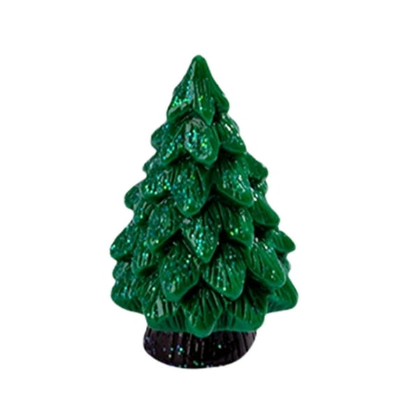 Glow in The Dark Christmas Tree Ornaments, Mini Colorful Resin Decorative Trees for DIY Crafts, Night Time Festive Decor(Army Green)