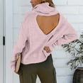 thumbnail image 4 of Women's Casual Sweater Turtleneck Long Sleeve Solid Loose Knit Sweater, 4 of 5