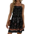 thumbnail image 3 of QIUOMBBP Boho Mini Dresses for Women Spaghetti Strap Sleeveless A Line Sundress Loose Casual Summer Beach Vacation Dress Multicolor XL, 3 of 10