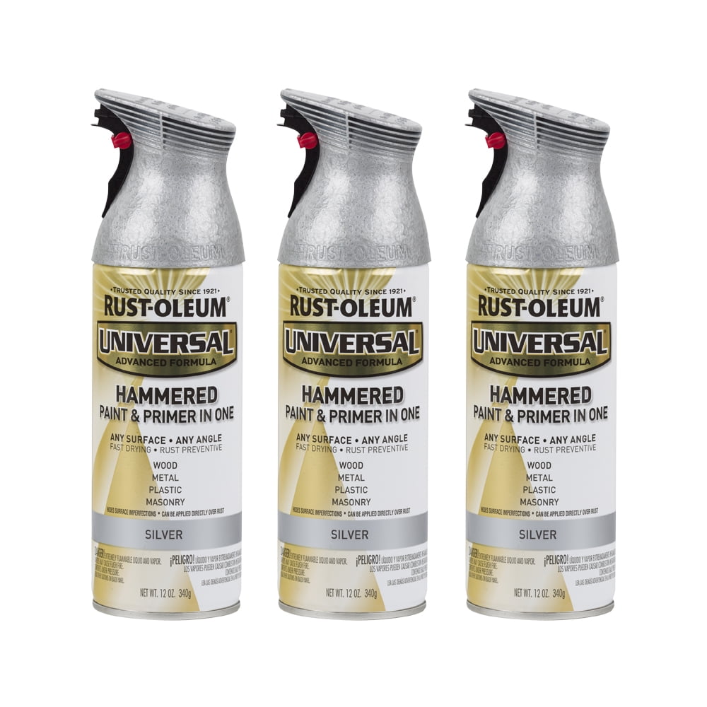 (3 Pack) RustOleum Universal All Surface Hammered Silver Spray Paint