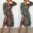 thumbnail image 6 of Yokua Women's Long Sleeve V Neck Belted Maxi Dress Leopard High Waist Long Dress, 6 of 16