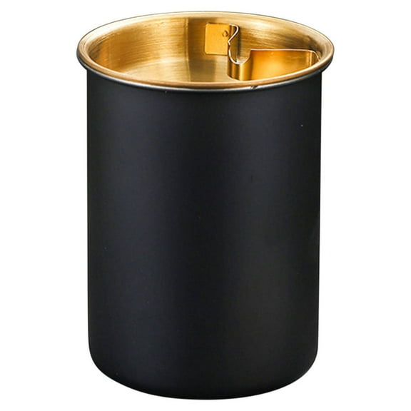 QVNFKO Outdoor Ashtray with Lid for Cigarette, Metal Odorless Windproof Smokeless Ashtray for Patio Home Office Tabletop Outdoor Balcony Black Clearance