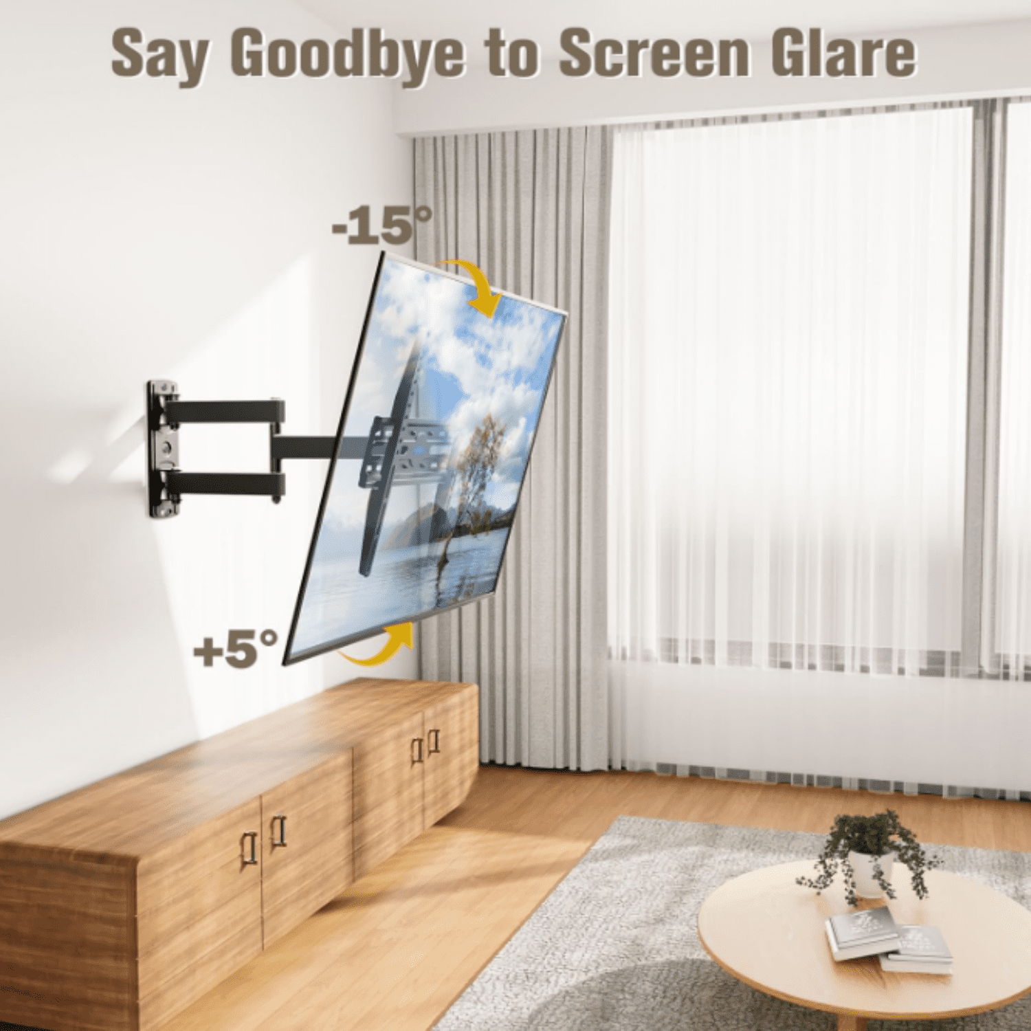 TV Wall Mount Swivel and Tilt for Most 26-55 Inch TV, TV Mount Perfect Center Design, Full Motion TV Mount Bracket with Articulation, up to VESA 400x400mm, 60 lbs, MD2377