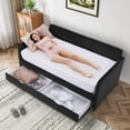 thumbnail image 3 of Wiilayok 81" Twin Size Daybed with Pull Out Trundle Bed, Black Velvet Upholstered Day Bed Frame for Adults,Twin to King Daybed with 2 Storage Cabinets - Perfect for Living Room or Bedroom, 3 of 8