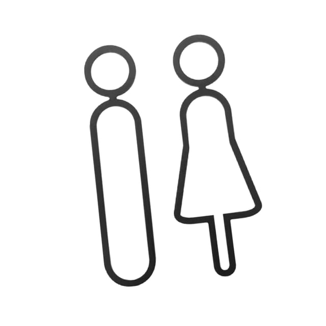 2 piezas de letrero de baño moderno para hombre y mujer, adhesivo de pared, tablero de señalización, decoración, señalización para Negro