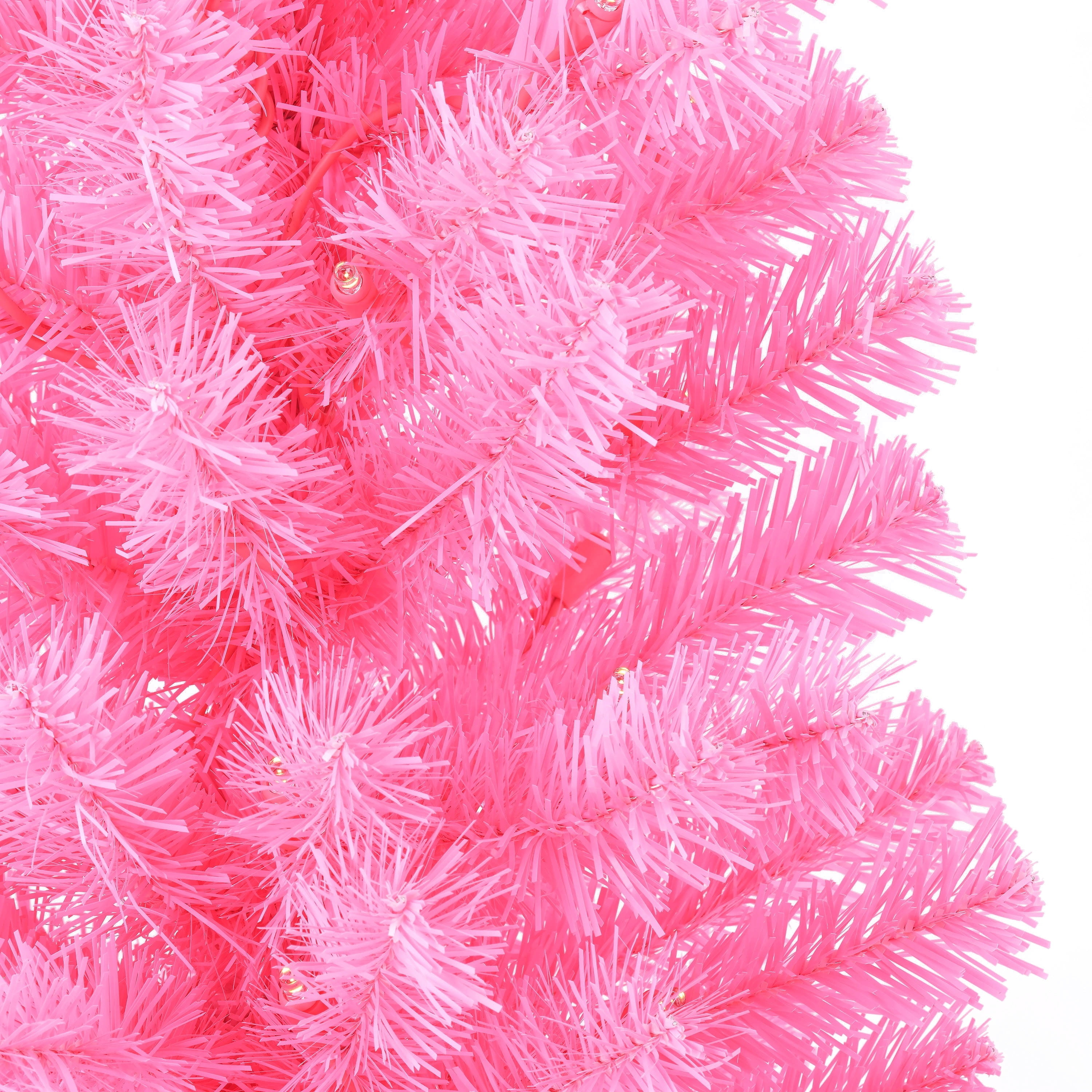 2' Small Pre-Lit Pink Artificial Christmas Tree with 35 Warm White LED Lights and Stand, by Holiday Time