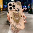 thumbnail image 5 of for iPhone 16 Pro Magnetic Case with Ring Holder, [Compatible with Magsafe] Bling Diamond Glitter Cute Lace Floral Cat Butterfly Kickstand Girly Woman Shockproof Phone Cover for 16 Pro (Gold), 5 of 7