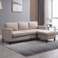 thumbnail image 1 of Mixoy 76"W  Sectional Sofa with Movable Ottoman, Free Combination Sectional Couch, Small L Shaped Sectional Sofa with Storage Ottoman, Modern Linen Fabric Sofa Set for Living Room (Beige), 1 of 7