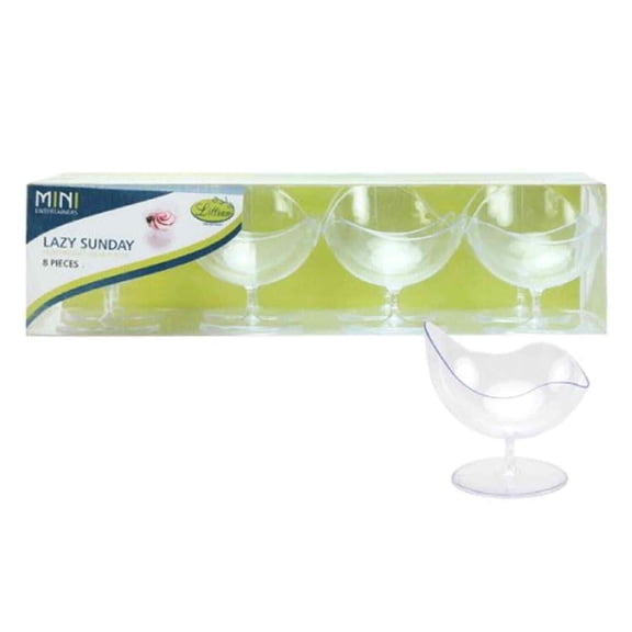 Lillian Table settings Mini Clear Plastic Lazy Sundae 8 Ct [BULK] (80 Pack)