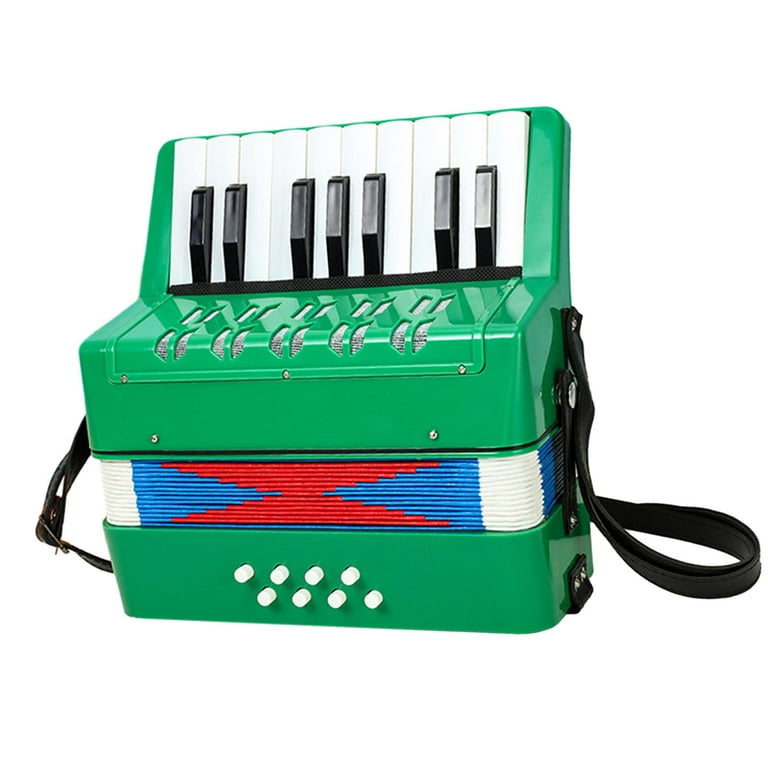 17 Keys 8 Bass Piano Accordion Kids Accordion Toy for Beginner Kids Children Green