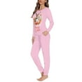 thumbnail image 2 of FKELYI 2 PCS Flower Rabbit Pj Night Wear Casual Easter Eggs Party Sleepwear Pajamas for Women Pink Comfortable Long Sleeve Nightwear Size S, 2 of 4