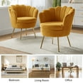 thumbnail image 4 of Seashell Upholstery Armchair Velvet Lounge Barrel Chair Gold Legs Home Living Room Bedroom, 4 of 9