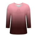 thumbnail image 5 of HUJlwoi 3/4 Sleeve Tops for Womens V Neck Gradient Casual Loose Shirts Fall Winter Undershirts Basic Soft Base Layer, 5 of 6