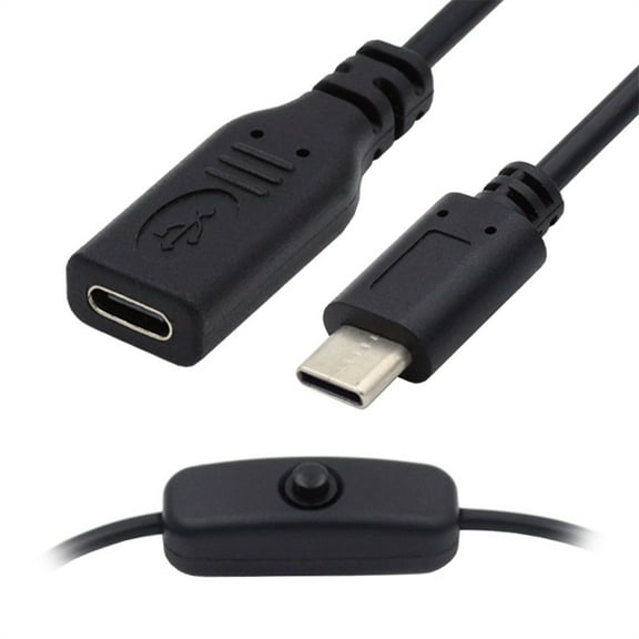 FVH USB-C Cable with On Off Power Switch Button USB Type C Male to Female for Laptop Keyboard Raspberry Pi 4B