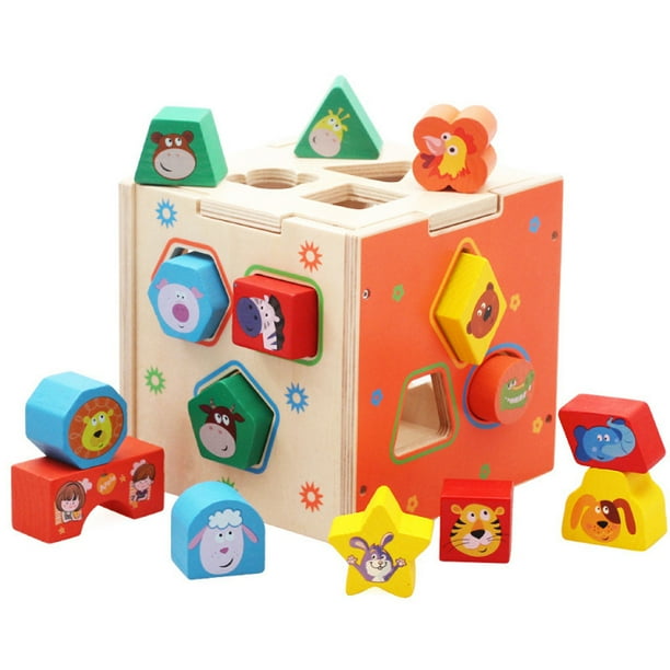 Baby Blocks Shape Sorter Toy Childrens Blocks Includes 15 Shapes