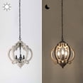 thumbnail image 6 of LNC Quaint 3-Light Farmhouse Distressed Grayish White Wood and Rustic Black Globe Small 14-20"W Chandelier, 6 of 13