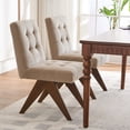 thumbnail image 3 of Kidol & Shellder Modern Upholstered Dining Chairs Set of 2 Tufted Armless Kitchen Chairs with Linen Fabric & Wooden Legs,Khaki, 3 of 9