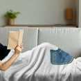 thumbnail image 3 of Letter J Soft Flannel Fleece Blanket, Blue Jean Patterned Denim Alphabet Font Design Capitalized J Letter Cloth Style, Cozy Plush for Indoor and Outdoor Use, 60" x 80", Blue Marigold, by Ambesonne, 3 of 5