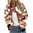 thumbnail image 2 of LOVZFMLL Vestes pour Femmes Chandail en Molleton Ample à Manches Longues avec Fermeture Éclair Veste de Baseball Tricotée Décontractée, 2 of 5