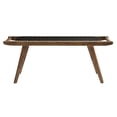 thumbnail image 4 of Modway Saoirse 17.5" Woven Leather & Wood Bench in Black and Walnut, 4 of 8