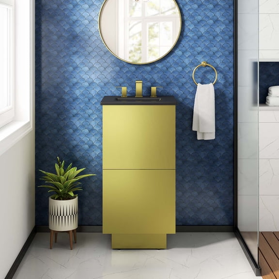 Modway Quantum 18" Bathroom Vanity in Black Gold