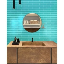 Apollo Tile 20 Pack 3-in x 12-in Turkish Blue Rectangular Subway Matte Finished Glass Mosaic Wall Tile (5 sq ft/case)