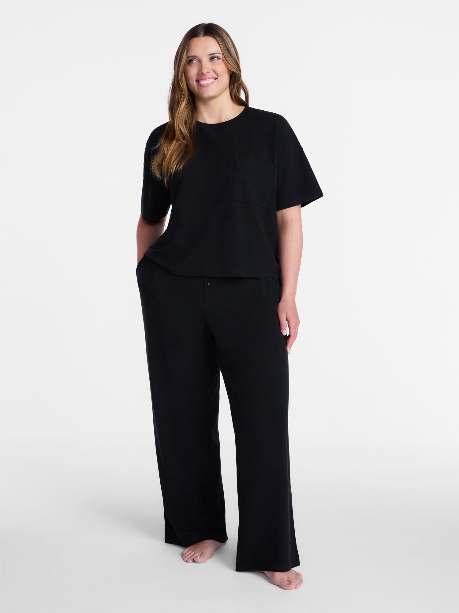 Joyspun Women’s Cotton Blend Sleep Lounge Pants, Sizes S-3X