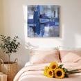 thumbnail image 4 of Canvas Wall Art Abstract Oil Paint Canvas Art Print Royal Blue Graffiti Distressed Color Block Pictures Wall Decor for Living Room Bedroom Artwork Decorations Stretched Framed Ready to Hang 16"x16", 4 of 9