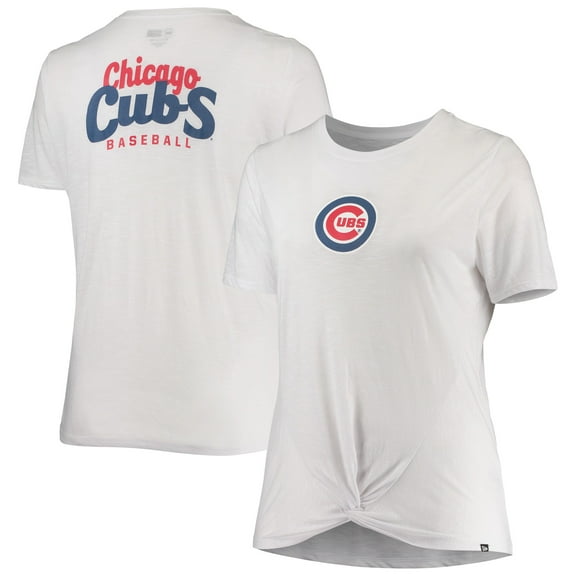 Women's New Era White Chicago Cubs Plus Size 2-Hit Front Knot T-Shirt