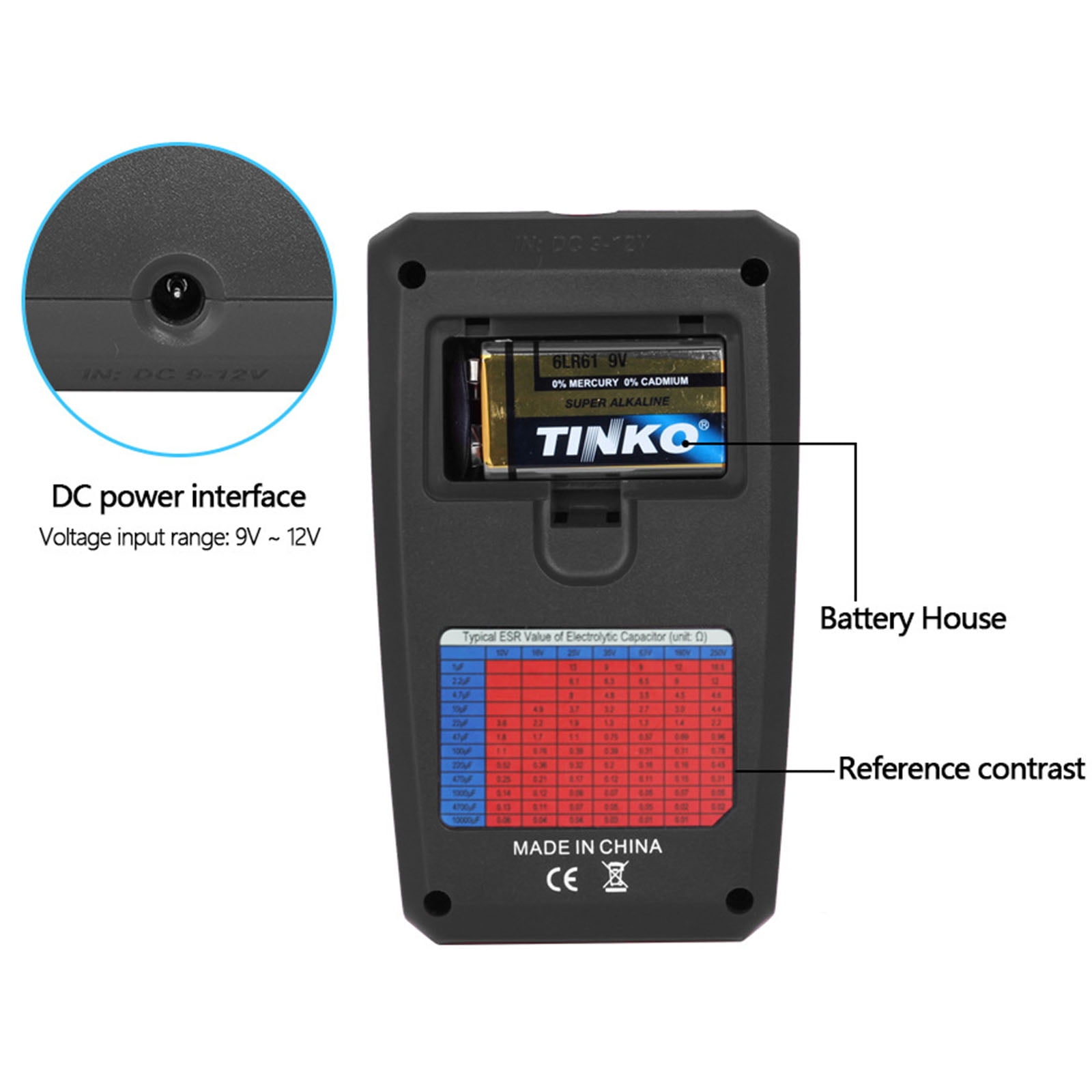 Electrolytic Capacitor Tester With 10+ Hours Lifespans Large LCD Screen For Precise Component Diagnostics