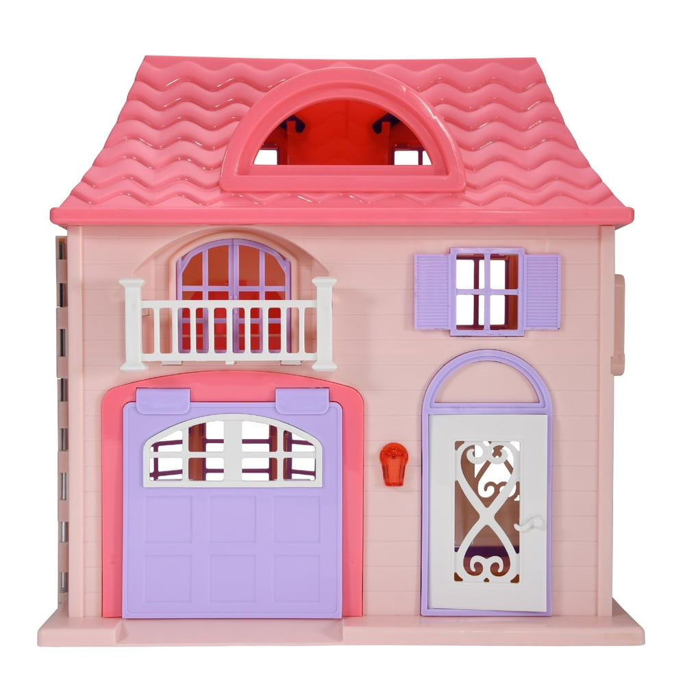 Boley Pretend Play Collapsible Dollhouse with 21 Play Pieces