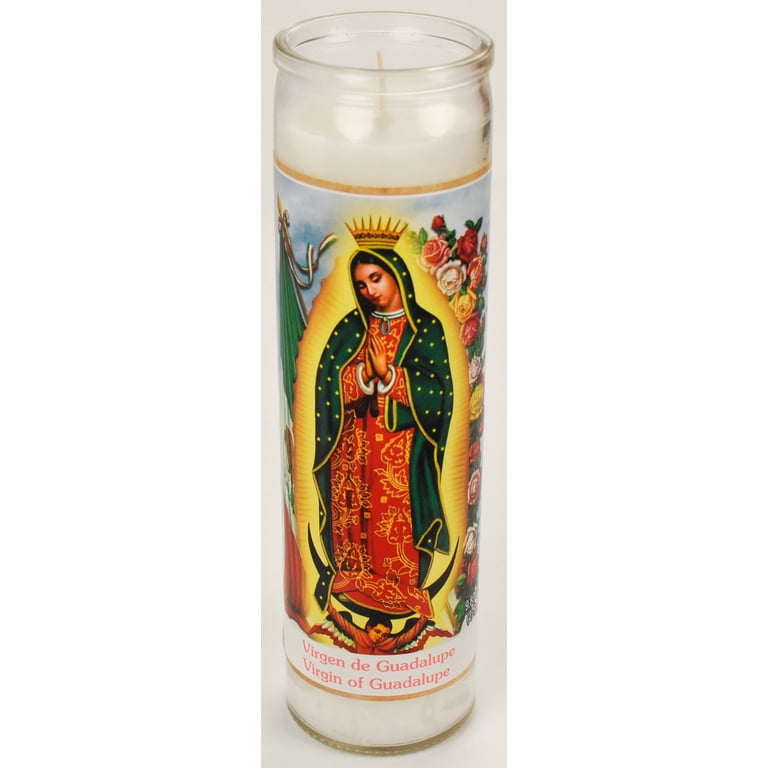 Religious Candle 2 Pack Prayer Candle Guadalupe White Wax 8 Inch