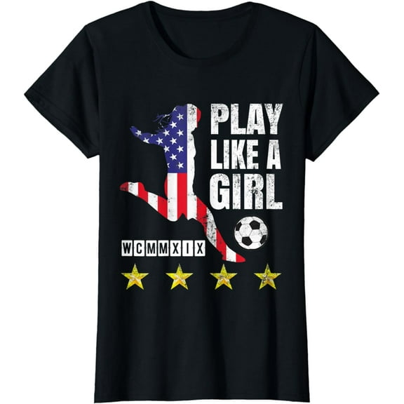 Play Like a Girl Soccer USA United States Women's T-Shirt