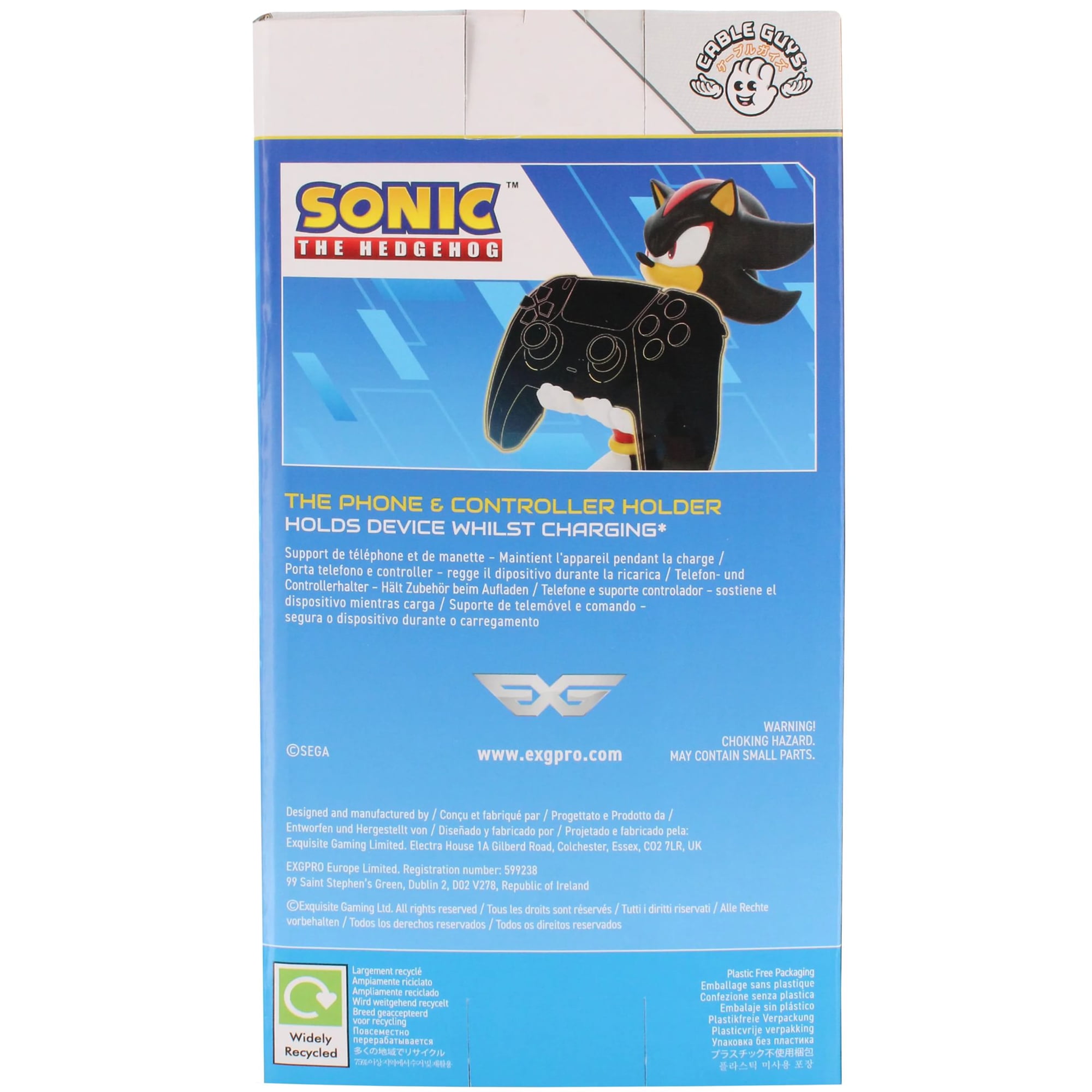 Exquisite Gaming: SEGA: Sonic - Shadow The Hedgehog - Cable Guys Original Controller & Phone Holder, Collectible Device Stand, Licensed Figure