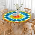 thumbnail image 3 of Colorful Rainbow Tie Dye Spiral Pattern Round Fitted Tablecloth with Elastic Edge,Dining Table Cover Waterproof,Outdoor Round Tablecloth for Camping,Dining,Indoor and Outdoor, 3 of 7