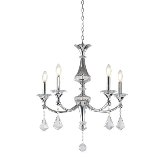 Design Living 5-Light D23'' Chrome Chandelier With Clear Crystal Accents