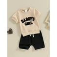 thumbnail image 4 of Elippeo Baby Girl 2Pcs Spring Outfits 0-3 Years Fuzzy Letter Embroidery Short Sleeve Tops + Shorts Set Toddler Clothes, 4 of 10
