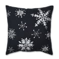 thumbnail image 2 of 16.5" Charcoal Gray and White Embroidered Snowflakes Square Throw Pillow, 2 of 5