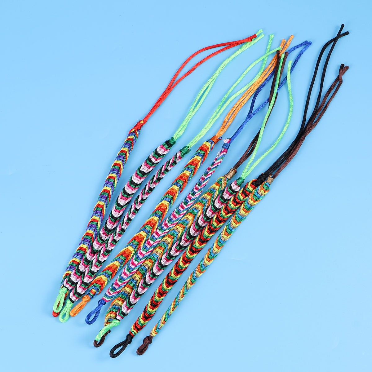 Luxshiny 9Pcs Ankle Bracelet Multicolor Braided Thread Knurled Bracelet for Decoration