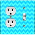 thumbnail image 1 of Metal Light Switch Plate Cover Chevron Teal Zig Zag Lines Pattern CHV001, 1 of 13
