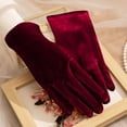 thumbnail image 2 of Bibifish Womens Gloves Elegant Velvet Gloves Solid Color Short Length Soft Fit Daily Wear Comfy Retro Style Party Wedding Gloves For Ladies, 2 of 6