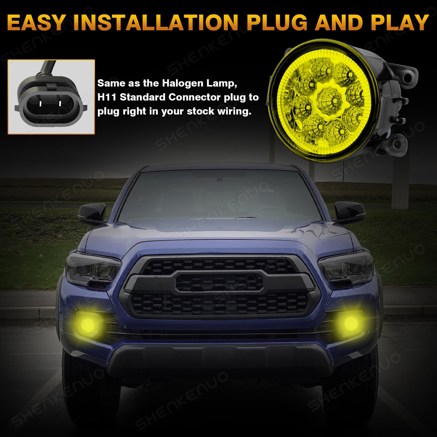 BSBSDJBFor 2015-2018 Jeep Renegade Pair Fog Lights Driving Lamps Assembly 3500K Yellow