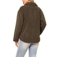 thumbnail image 3 of INSPIRE CHIC Faux Fur Jacket for Women's Peter Pan Collar Button Down Winter Warm Fuzzy Coat XS Brown, 3 of 6