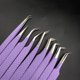 thumbnail image 1 of Juego de pinzas moradas con punta de fibra, venta al por mayor, pinzas de corazón con agarre de diamante de acero inoxidable sólido para extensión de pestañas, 1 of 3