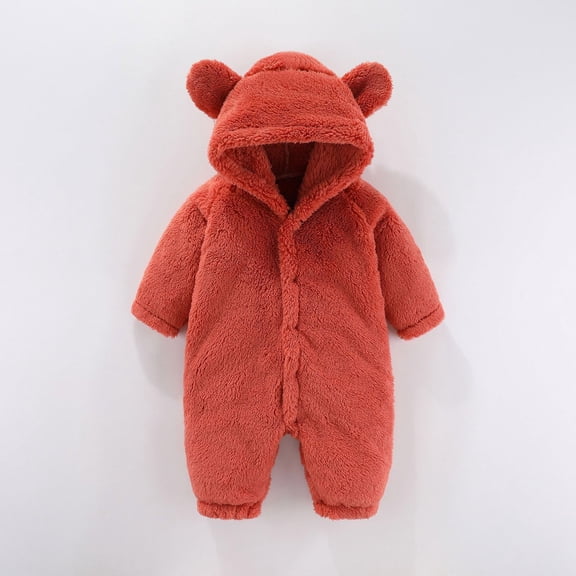 BLCHUNen Hoodies Rompers for Baby Flannel Long Sleeve Button down Cardigan Jumpsuits Warm Casual Winter Outing Trendy Crawling Suits for Infants