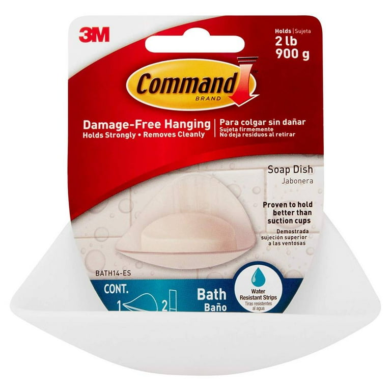 3M Command Bath Caddy Hanger Water Resistant Adhesive Plastic Frosted,  3-Pack