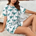 thumbnail image 4 of Fotbe Cartoon Shark Conjunto de Pijama Estampado para Mujer, 2 Piezas, Ropa de Dormir con Camiseta de Manga Corta y Shorts Suaves-4X-Large, 4 of 6