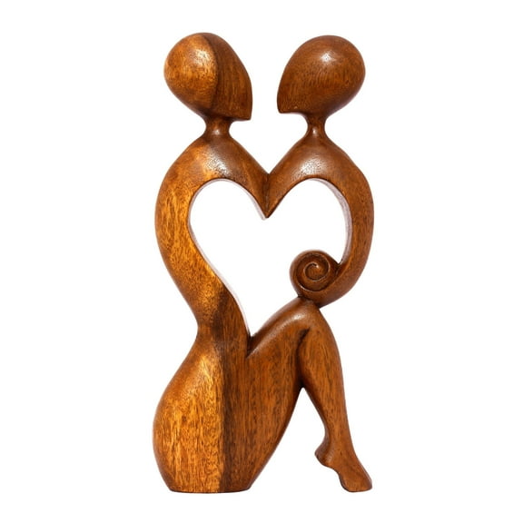 G6 Collection 12" Wooden Handmade Abstract Sculpture Statue Handcrafted "I Heart You" Gift Art Decorative Home Decor Figurine Accent Decoration Artwork Hand Carved