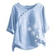 thumbnail image 1 of Gibobby Playera de Manga Corta con Cuello Redondo O-Cuello Botón de manga corta Estampado floral Camiseta corta Moda Tops Blusa Casual Mujer Blusa de mujer(Azul claro,CH), 1 of 4